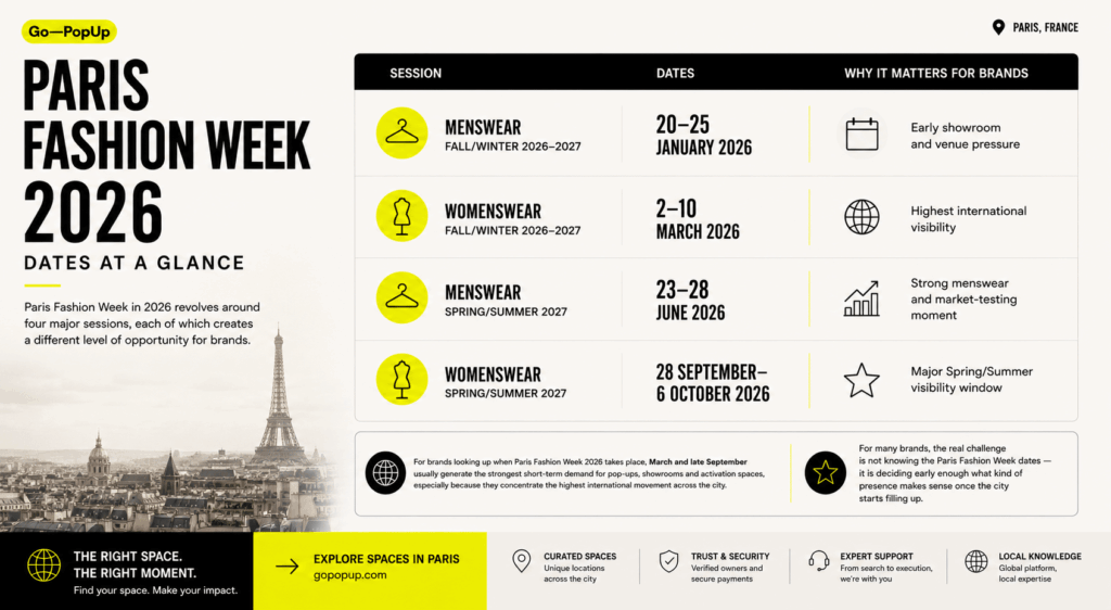 Paris Fashion Week 2026 dates at a glance