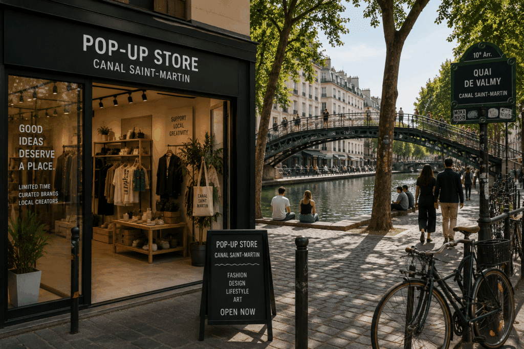 Pop-up shop near Canal Saint-Martin in Paris